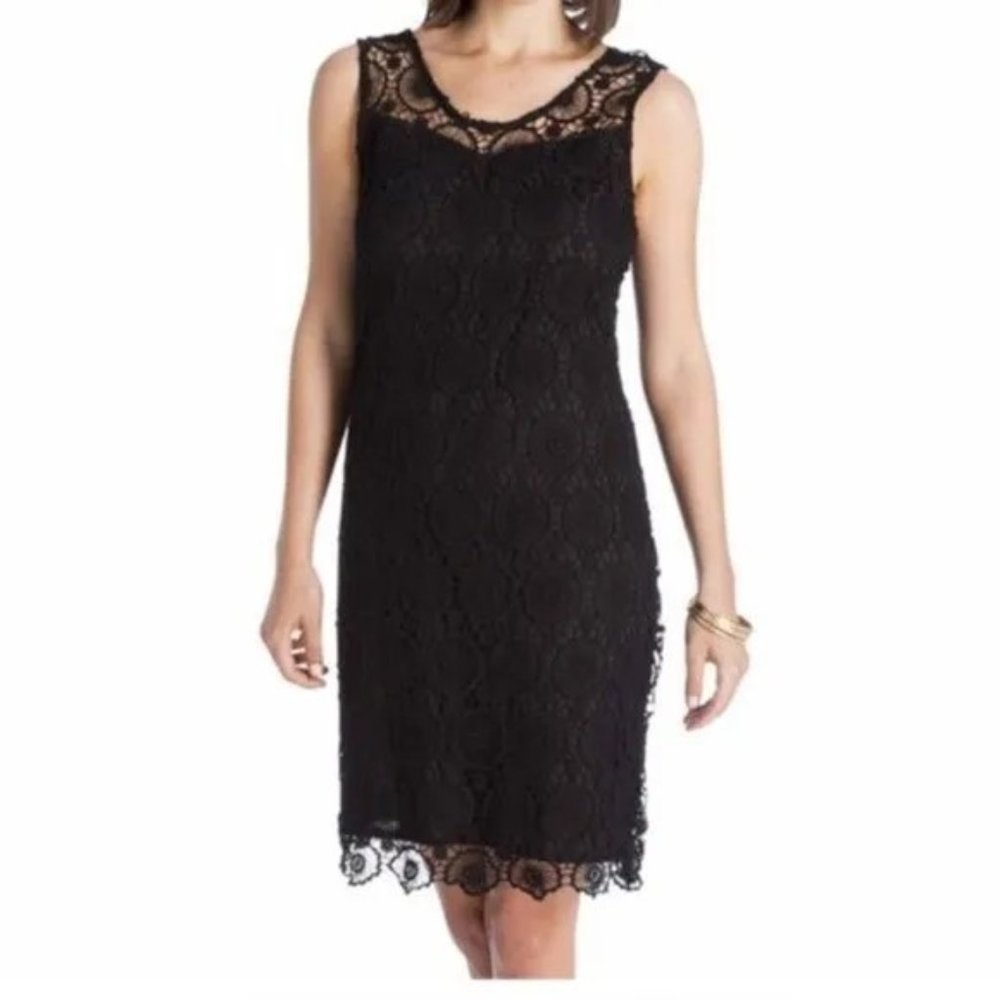 mud pie MALLORY Black Crochet Dress Size XS 0-2 Knee Length - lined - NEW